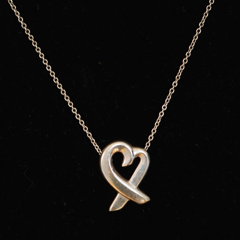 Tiffany Paloma Picasso Sterling SIlver Loving Heart Necklace - 925 + Signed